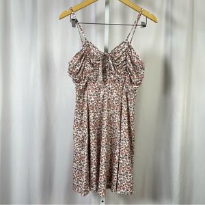 Missufe XL Chic Ditsy Floral Spaghetti Strap Mini Dress Ruched Boho Flowy